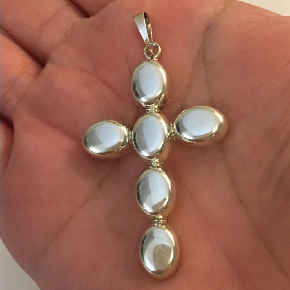 Vintage XL Cross Sterling Silver Pendant 2.25”